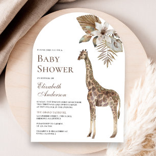 Rustic Boho Wild Safari Giraffe Arch Baby Shower Invitation
