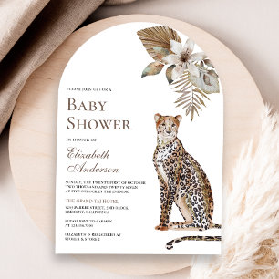 Rustic Boho Wild Safari Leopard Arch Baby Shower Invitation
