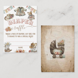 Rustic Boho Wild West Baby Girl Shower diaper Enclosure Card