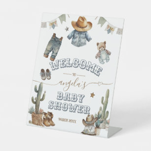 Rustic Boho Wild West Boy Baby Shower welcome Pedestal Sign