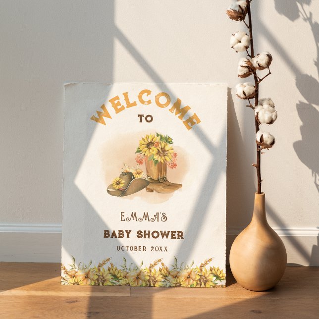 Rustic Boho Wild Western Rodeo Baby Shower Welcome Poster (Creator Uploaded)