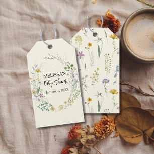 Rustic boho wildflower baby shower gift tags