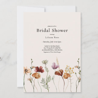 Rustic Boho Wildflower Bridal Shower Invitation