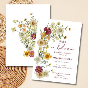 Rustic Boho Wildflower Burgundy Baby Shower Invitation