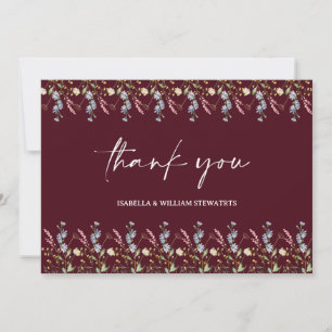 Rustic Boho Wildflower Chic Bidal Shower Thank You Card