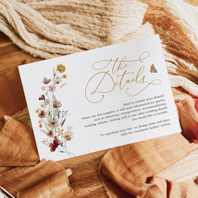 Rustic Boho Wildflower Garden Wedding Details Enclosure Card (Creator Uploaded)