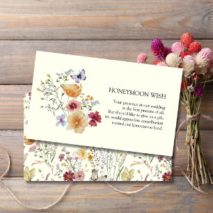 Rustic Boho Wildflower Honeymoon Wish Enclosure Card
