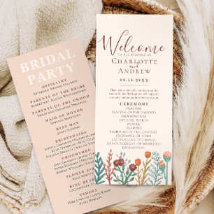 Rustic Boho Wildflower Summer Wedding Programme