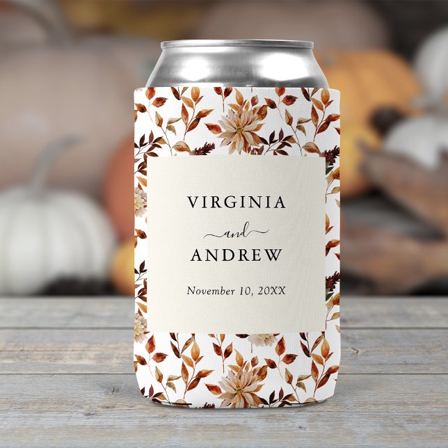 Rustic Boho Wildflower Wedding Can Cooler (Rustic Boho Autumn Wildflower Wedding Can Cooler by Painted Paperie
)