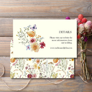 Rustic Boho Wildflower Wedding Details Enclosure Card