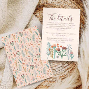 Rustic Boho Wildflower Wedding Details Enclosure Card