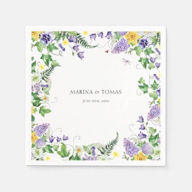 Rustic Boho Wildflower Wedding Napkin (Front)