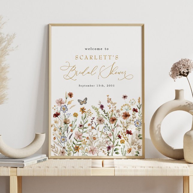 Rustic Boho Wildflowers Bridal Shower Welcome Poster (Creator Uploaded)