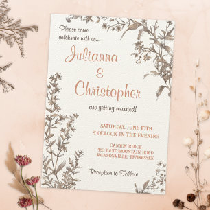 Rustic Boho  Wildflowers Wedding Invitation