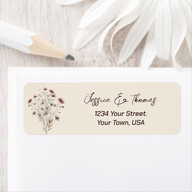 Rustic Boho Wildflowers Wedding Return Address (Insitu)