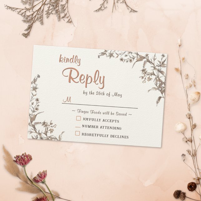 Rustic Boho Wildflowers Wedding RSVP Card (Creator Uploaded)