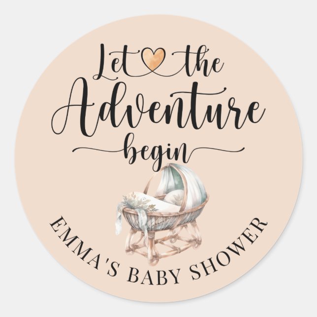 Rustic Boho Wood Crib Boy Baby Shower  Classic Round Sticker (Front)