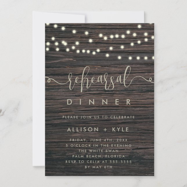 Rustic Boho Wood Rehearsal Dinner Invitation (Front)