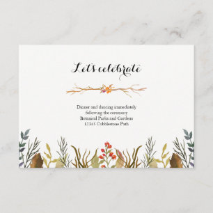 Rustic Boho Woodland Animals Watercolor Wedding Enclosure Card