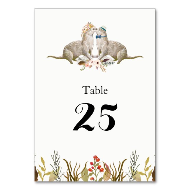 Rustic Boho Woodland Deer Watercolor Wedding Table Number (Front)