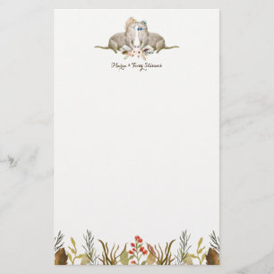 Rustic Boho Woodland Otter Watercolor Wedding Stationery