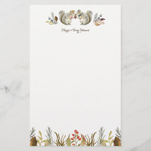 Rustic Boho Woodland Squirrels Watercolor Wedding Stationery