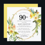 Rustic Boho Yellow Daffodil 90th Birthday Invitation<br><div class="desc">Beautiful spring floral arrangement features yellow and white daffodils decorating a rustic frame. The assorted greenery and daffodil stems give it modern Boho vibe. The back of the 90th birthday invitation is bright sunny yellow. Perfect choice for a springtime birthday party.</div>