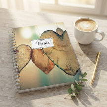 Rustic Bokeh Hearts Bride Planner Notebook