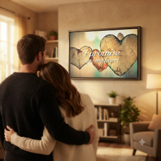 Rustic Bokeh Hearts “I Promise You My Heart” Canvas Print