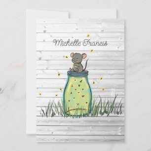 Rustic Bokeh Mouse Firefly Mason Jar Shower Invita Invitation