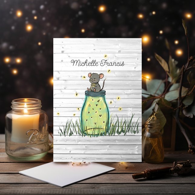 Rustic Bokeh Mouse Firefly Mason Jar Shower Invita Invitation (Creator Uploaded)