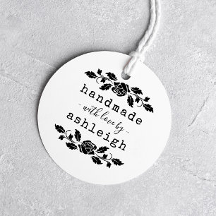 Rustic Bold Rose Handmade With Love Name Rubber Stamp
