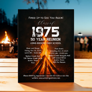 Rustic Bonfire Black High School Class Reunion Postcard