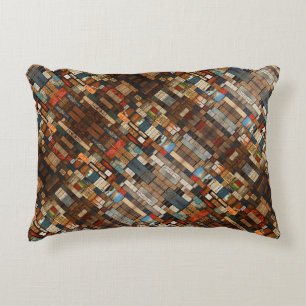Rustic Book and Sign Typography Art Collage Decorative Cushion