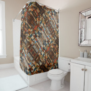 Rustic Book and Sign Typography Art Collage Shower Curtain