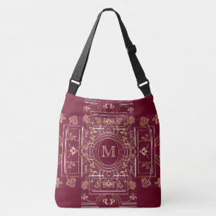 Rustic Book Cover Bags Old Gold Cerise Monogram