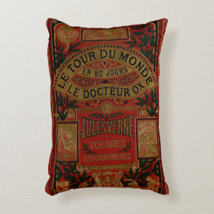 Rustic Book Cover Cushion Jules Verne