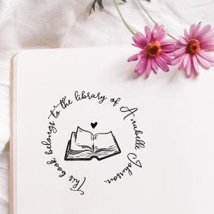 Rustic Book Custom Calligraphy From The Library  Rubber Stamp