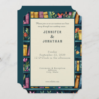 Rustic Book Lovers Print Wedding Invitation