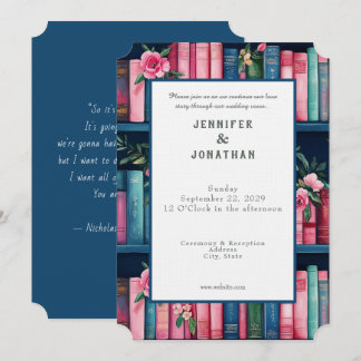 Rustic Book Lovers Print Wedding Invitation
