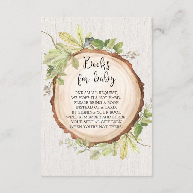 Rustic book request baby shower, book instead card (Front)