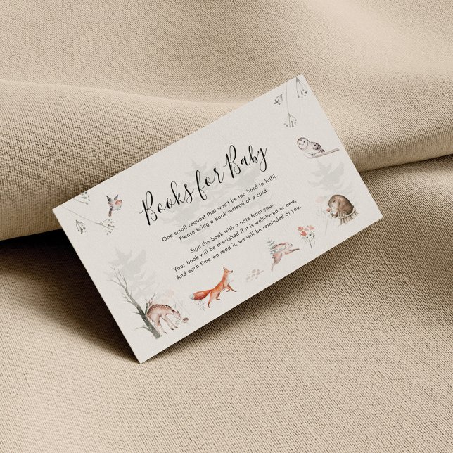 Rustic Book Request Forest Animals Baby Shower Enclosure Card (Books for Baby Request Baby Shower Script Enclosure Card)