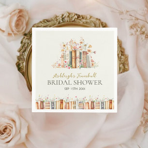 Rustic Book-Theme Floral Bridal Shower Party Napkin