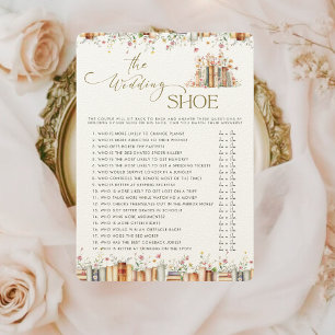 Rustic Book Theme Floral Wedding Shoe Game Card 