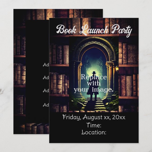 Rustic Bookshelves Background Invitation (Front/Back)