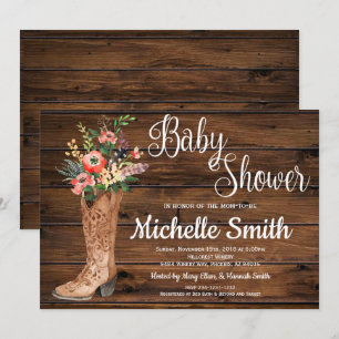 Rustic Boot Country Bridal Western Baby Shower Invitation