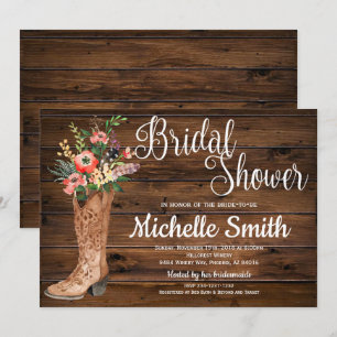 Rustic Boot Country Bridal Western Bridal Shower Invitation