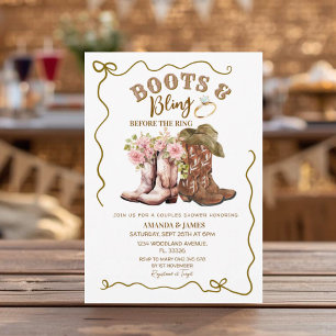 Rustic Boots and Bling Cowboy Couples Shower  Invitation