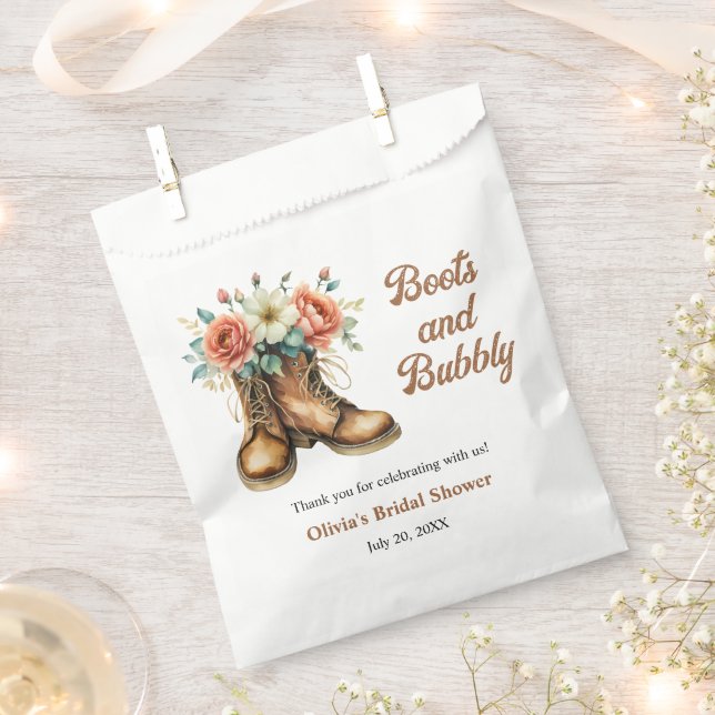 Rustic Boots and Bubbly Western Bridal Shower  Favour Bags (Clipped)