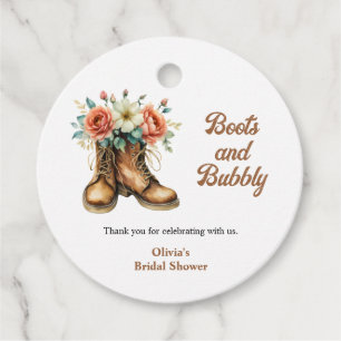 Rustic Boots and Bubbly Western Bridal Shower  Favour Tags
